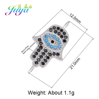 Juya Handmade Hamsa Hand Of Fatima Evil Eye Charms Csatlakozó Kiegészítők Női Férfi Török karkötők Nyaklánc készítés