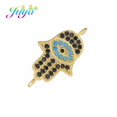 Juya Handmade Hamsa Hand Of Fatima Evil Eye Charms Csatlakozó Kiegészítők Női Férfi Török karkötők Nyaklánc készítés