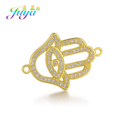 Juya Handmade Hamsa Hand Of Fatima Evil Eye Charms Csatlakozó Kiegészítők Női Férfi Török karkötők Nyaklánc készítés