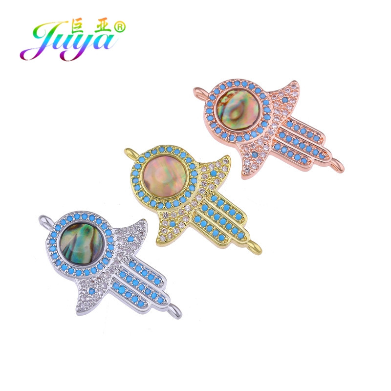 Juya Handmade Hamsa Hand Of Fatima Evil Eye Charms Csatlakozó Kiegészítők Női Férfi Török karkötők Nyaklánc készítés