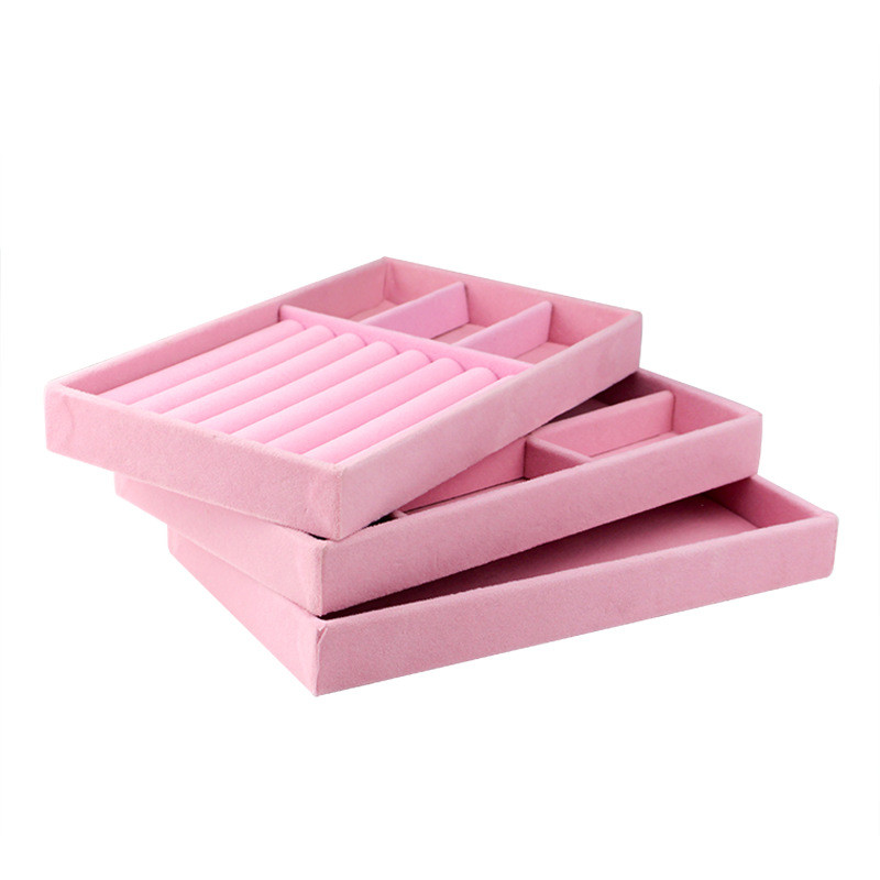 Tavă de depozitare pentru bijuterii din catifea roz, inel, brățară, organizator de bijuterii, suport pentru cercei, vitrine pentru bijuterii, Organizator De Joyas