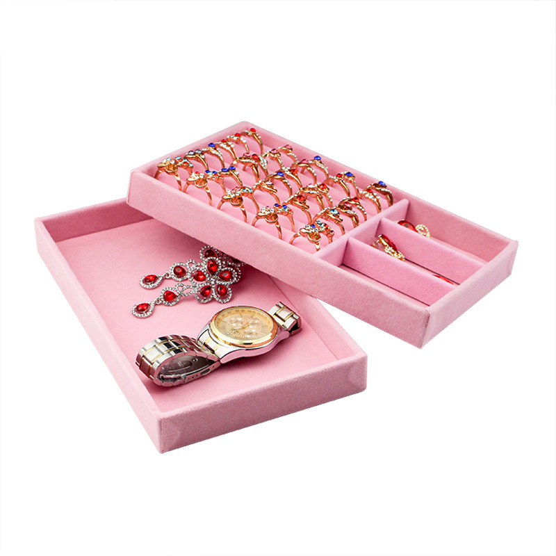 Tavă de depozitare pentru bijuterii din catifea roz, inel, brățară, organizator de bijuterii, suport pentru cercei, vitrine pentru bijuterii, Organizator De Joyas