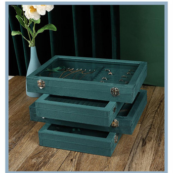 Кутия за органайзер за бижута с голям капацитет Модерна ретро зелена кадифена калъфка за бижута Колие Пръстен Гривна Държач за съхранение на обеци