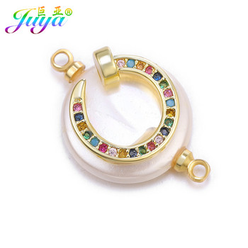 Juya DIY Connectors Supplies Cubic Zirconia Charms Shell Pearls Connectors Αξεσουάρ για Γυναικεία Σκουλαρίκια Βραχιόλι Κατασκευή