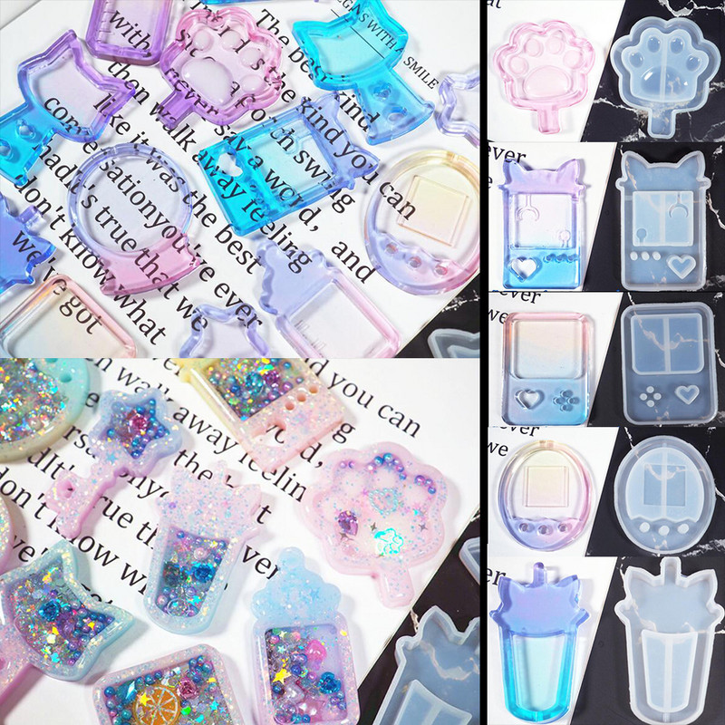 Kawaii Shaker szilikon forma UV epoxigyanta formák játékkonzol Cat Paw Star barkácsolás kulcstartó medál ékszer készítési kellékeihez