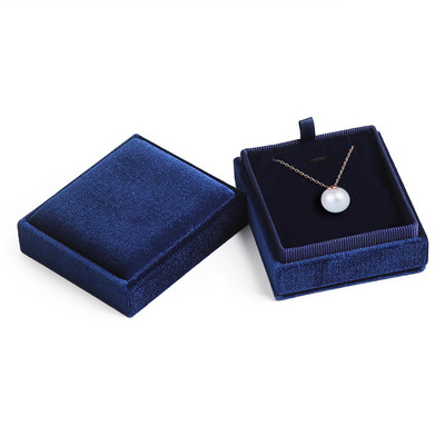 Logo Kohandatud Uus toode Ruudukujuline sametne ehtekarbi kõrvarõnga ripatskarbi näidikuhoidik koos eemaldatava kaanega sõrmusekarbi hoidjaga