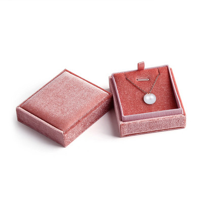 Logo Kohandatud Uus toode Ruudukujuline sametne ehtekarbi kõrvarõnga ripatskarbi näidikuhoidik koos eemaldatava kaanega sõrmusekarbi hoidjaga