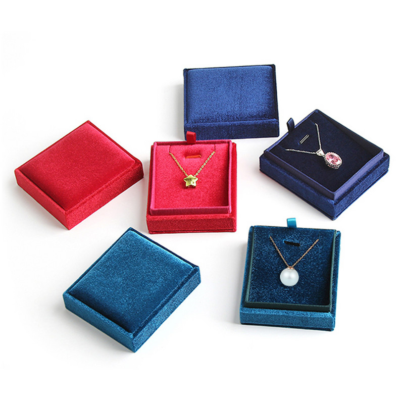 Logo Kohandatud Uus toode Ruudukujuline sametne ehtekarbi kõrvarõnga ripatskarbi näidikuhoidik koos eemaldatava kaanega sõrmusekarbi hoidjaga