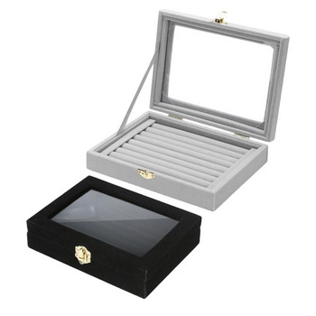 Δαχτυλίδια οθόνη Δίσκο κουτί με διαφανές καπάκι στοιβαζόμενα δώρα Στήριγμα σκουλαρίκι για βιτρίνα καταστήματος για δαχτυλίδια καρφιά σκουλαρίκια