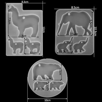 1 τεμ Animals UV Resin Mold Silicone Elephant Alpaca Polar Bear Pendant Key Chain Epoxy Resin Mold For DIY Jewelry Making Tool