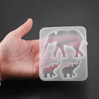 1 τεμ Animals UV Resin Mold Silicone Elephant Alpaca Polar Bear Pendant Key Chain Epoxy Resin Mold For DIY Jewelry Making Tool