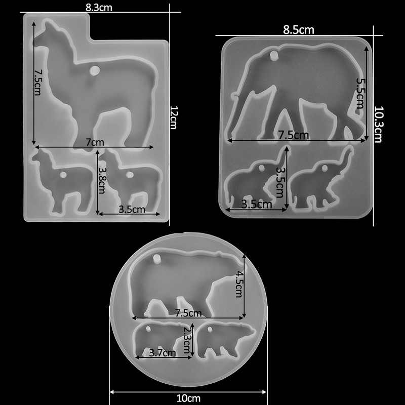 1db Animals UV gyanta szilikon forma elefánt Alpaka jegesmedve függő kulcstartó epoxigyanta forma barkács ékszerkészítő eszközhöz