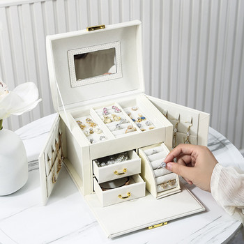 Hot Sale Μεγάλη κοσμηματοθήκη Organizer PU Δερμάτινο συρτάρι κολιέ Βελούδινο σκουλαρίκι δαχτυλίδι κολιέ Κασετίνα θήκη αποθήκευσης κοσμημάτων