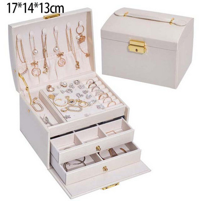 Dvisluoksnė aksominė papuošalų dėžutė Didelės talpos odinė Europos papuošalų laikymo dėžutė Didelė erdvi papuošalų laikiklio dovanų dėžutė