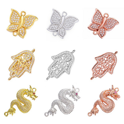 Juya Micro Pave cirkona juvelierizstrādājumu atradumi Tauriņu pūķis Hamsa Fatima piekariņi DIY Talismanu piekariņi Juvelierizstrādājumu izgatavošanas piederumi