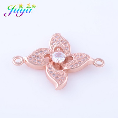 Kézzel készített ékszer-alkatrészek kellékek Arany/rózsa arany virág csatlakozó varázslat nőknek karkötő nyaklánc fülbevaló barkács készítés