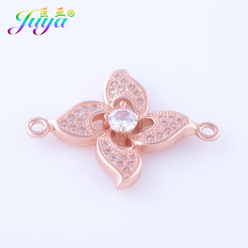 Kézzel készített ékszer-alkatrészek kellékek Arany/rózsa arany virág csatlakozó varázslat nőknek karkötő nyaklánc fülbevaló barkács készítés