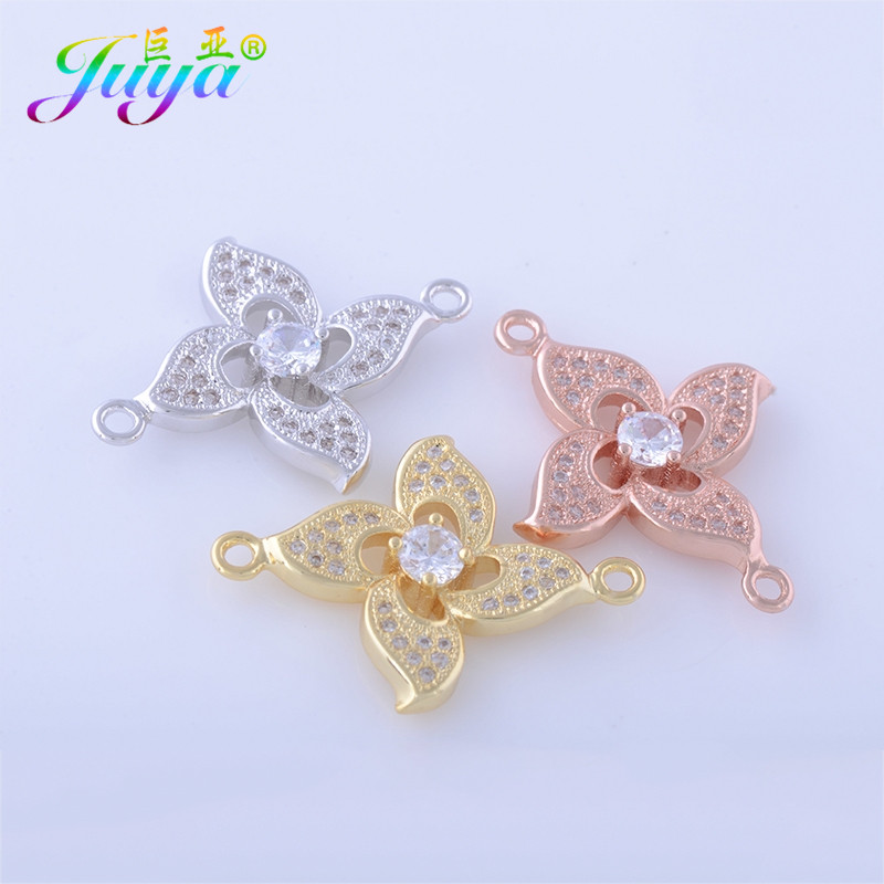 Kézzel készített ékszer-alkatrészek kellékek Arany/rózsa arany virág csatlakozó varázslat nőknek karkötő nyaklánc fülbevaló barkács készítés