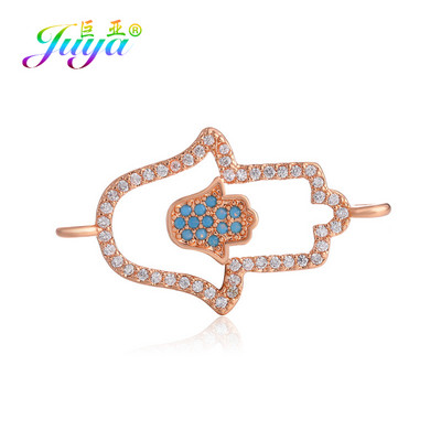 Juya DIY kézzel készített török ékszerkészítési alkatrészek kellékek Micro Pave cirkon görög gonosz szem Hamsa Fatima kézi varázscsatlakozók