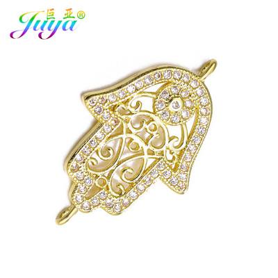 Juya DIY kézzel készített török ékszerkészítési alkatrészek kellékek Micro Pave cirkon görög gonosz szem Hamsa Fatima kézi varázscsatlakozók