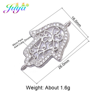Juya DIY kézzel készített török ékszerkészítési alkatrészek kellékek Micro Pave cirkon görög gonosz szem Hamsa Fatima kézi varázscsatlakozók