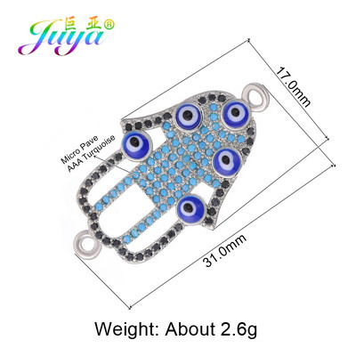 Juya DIY kézzel készített török ékszerkészítési alkatrészek kellékek Micro Pave cirkon görög gonosz szem Hamsa Fatima kézi varázscsatlakozók