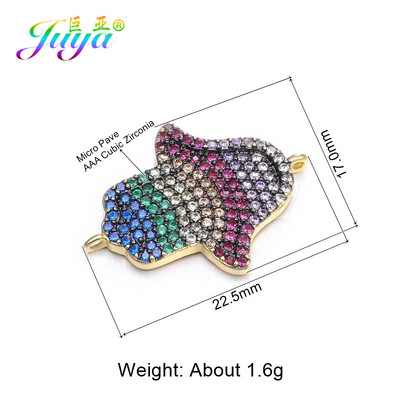 Juya DIY kézzel készített török ékszerkészítési alkatrészek kellékek Micro Pave cirkon görög gonosz szem Hamsa Fatima kézi varázscsatlakozók
