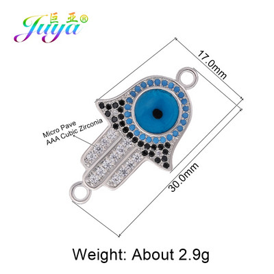 Juya DIY kézzel készített török ékszerkészítési alkatrészek kellékek Micro Pave cirkon görög gonosz szem Hamsa Fatima kézi varázscsatlakozók
