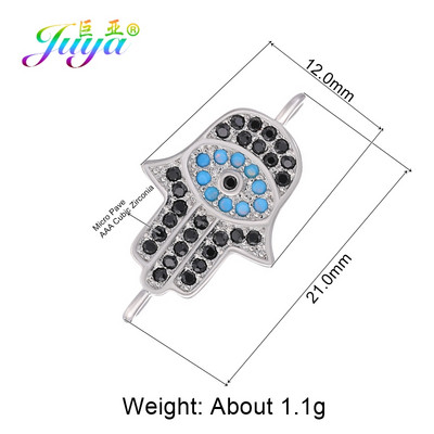 Juya DIY kézzel készített török ékszerkészítési alkatrészek kellékek Micro Pave cirkon görög gonosz szem Hamsa Fatima kézi varázscsatlakozók
