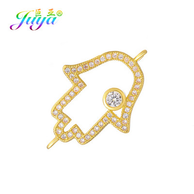 Juya DIY kézzel készített török ékszerkészítési alkatrészek kellékek Micro Pave cirkon görög gonosz szem Hamsa Fatima kézi varázscsatlakozók