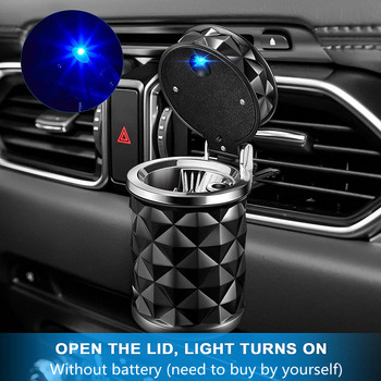 Автомобилен пепелник с LED светлина Преносим универсален пепелник от сплав Алуминиева чаша Бездимен автоматичен пепелник Огнезащитни автомобилни аксесоари