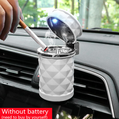 Car Ashtray With LED Light Portable Universal Alloy Ash Tray Aluminum Cup Smokeless Auto Ashtray Flame Retardant Car Accessories
