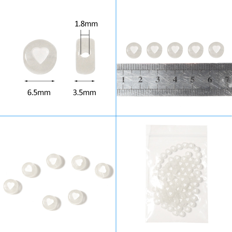 100 vnt / partijos akriliniai šviesūs plokšti karoliukai apvalūs švyti nakties žvaigždės širdelės numerio raidė, skirta apyrankių karolių gamybai