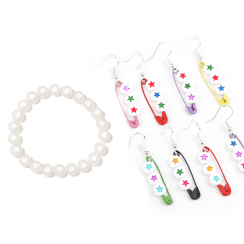 100 vnt / partijos akriliniai šviesūs plokšti karoliukai apvalūs švyti nakties žvaigždės širdelės numerio raidė, skirta apyrankių karolių gamybai