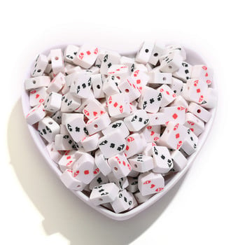 iYOE 30/50/100pcs Funny Poker a Clay Beads Mix Color Spacer Beads for Jewelry Making Supplies Diy διακοσμητικά αξεσουάρ