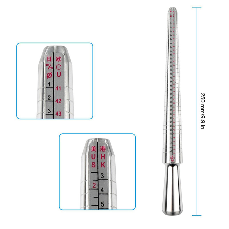 3 az 1-ben ékszer mérőeszköz készletek Gyűrű méretű rudak Gyűrűs tüske Amerikai kalibráló gyűrű méretezők Mérőpálca gyűrű szerszámkészlet