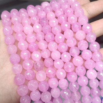 Φυσικό Jades Stone Bead 4-12mm Faceted Purple Blue Chalcedony Στρογγυλές χαλαρές χάντρες για κοσμήματα κατασκευής DIY Αξεσουάρ βραχιολιών 15\'