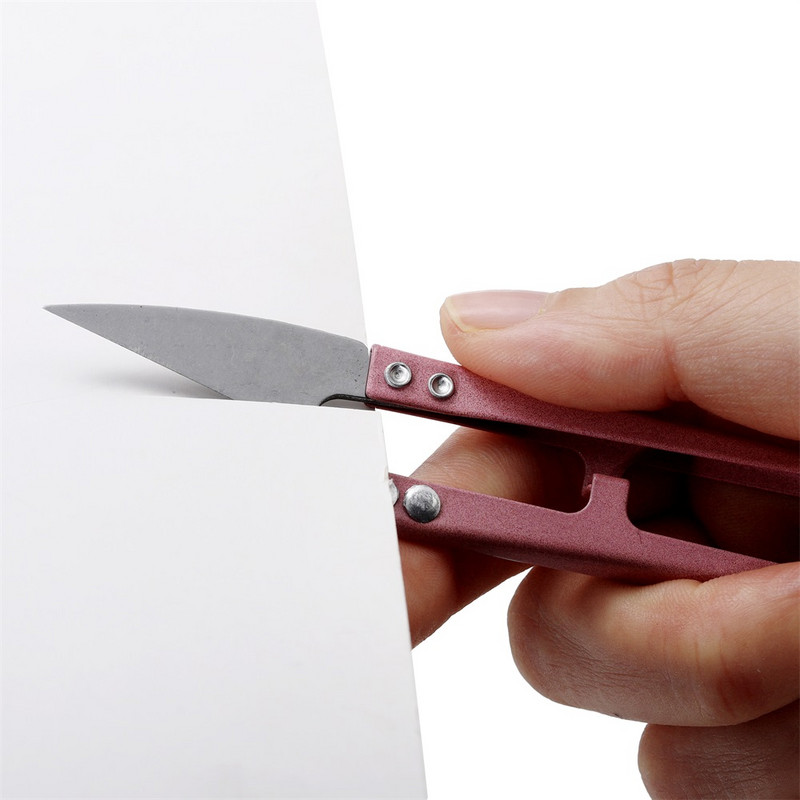 1db Mini varrás többcélú ollóhoz, vágási tartozékokhoz kézműves olló szénacél fekete U-alakú kb. 10,8x2 cm