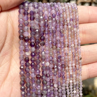 2 mm-es 3 mm-es 4 mm-es természetes kőből készült gyöngyök, csiszolt színes turmalin lapis lazuli opál kerek gyöngyök ékszerkészítéshez, 15" barkács karkötő