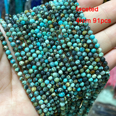 Veleprodajne perle od prirodnog kamena afričke tirkizne fasetirane okrugle četvrtaste ovalne mat plosnate rondelle za izradu nakita DIY narukvica