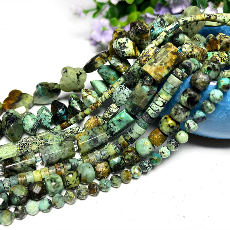 Veleprodajne perle od prirodnog kamena afričke tirkizne fasetirane okrugle četvrtaste ovalne mat plosnate rondelle za izradu nakita DIY narukvica