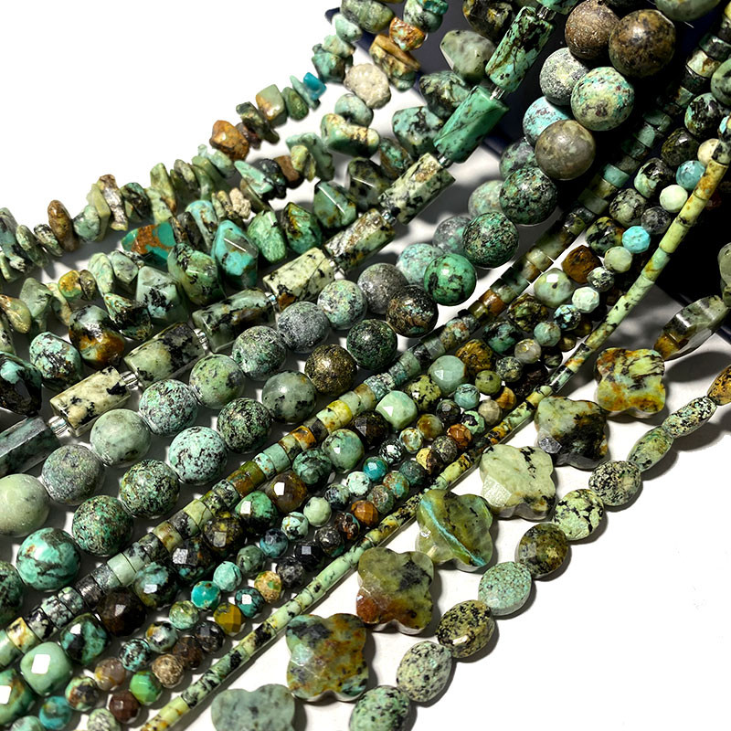 Veleprodajne perle od prirodnog kamena afričke tirkizne fasetirane okrugle četvrtaste ovalne mat plosnate rondelle za izradu nakita DIY narukvica