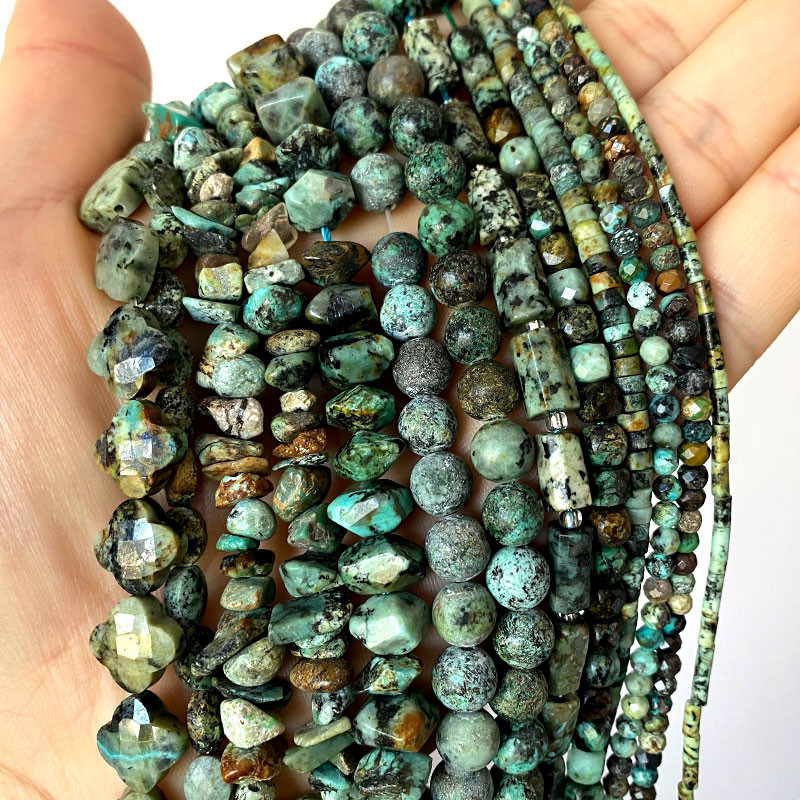 Veleprodajne perle od prirodnog kamena afričke tirkizne fasetirane okrugle četvrtaste ovalne mat plosnate rondelle za izradu nakita DIY narukvica
