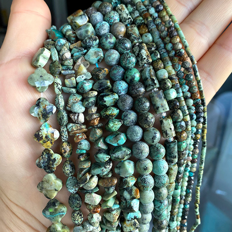 Veleprodajne perle od prirodnog kamena afričke tirkizne fasetirane okrugle četvrtaste ovalne mat plosnate rondelle za izradu nakita DIY narukvica