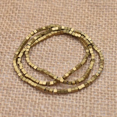 2/3/4 mm bevonatú, színezett természetes kő hematit kocka négyzet alakú laza távtartó gyöngyök barkács ékszerhez 15"