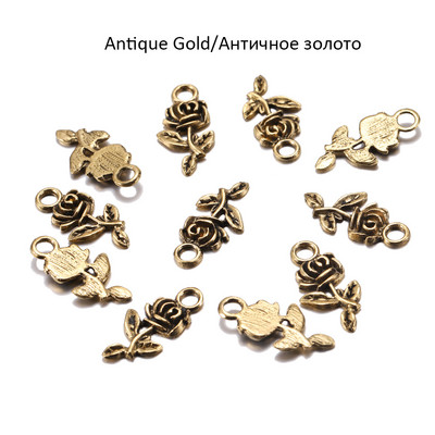 20db/tétel Charms Flower Rose Tibeti antik arany színű bronz medál karkötőhöz nyaklánc ékszer készítés barkács kézzel készített kézműves