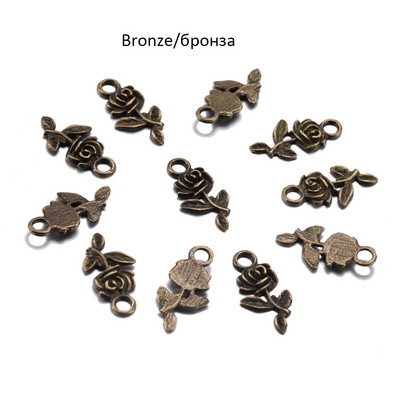 20db/tétel Charms Flower Rose Tibeti antik arany színű bronz medál karkötőhöz nyaklánc ékszer készítés barkács kézzel készített kézműves