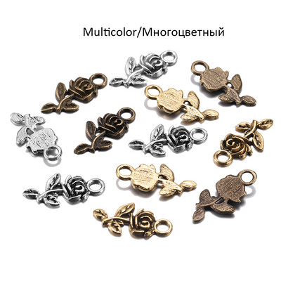 20db/tétel Charms Flower Rose Tibeti antik arany színű bronz medál karkötőhöz nyaklánc ékszer készítés barkács kézzel készített kézműves