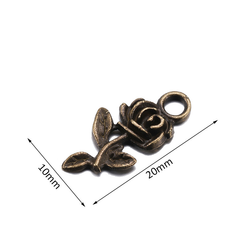 20db/tétel Charms Flower Rose Tibeti antik arany színű bronz medál karkötőhöz nyaklánc ékszer készítés barkács kézzel készített kézműves
