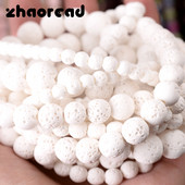 Mărgele de piatră de lavă albă Mărgele distanțiere rotunde vulcanice naturale pentru realizarea de bijuterii DIY Brelocuri Brățară Colier Accesorii 4 -12mm